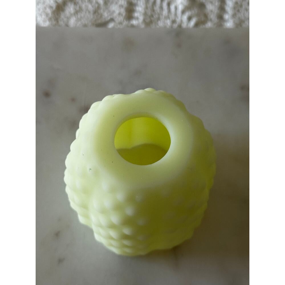 Custard Uranium Glass Hobnail Fairy Lamp Satin UV Reactive Glow - Picture 8 of 13
